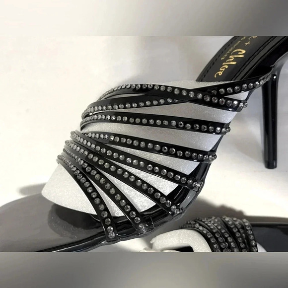 Chase and Chloe Women Nyra Crystal, Square toe Stiletto heel Lucite straps NWOT - Picture 6 of 14